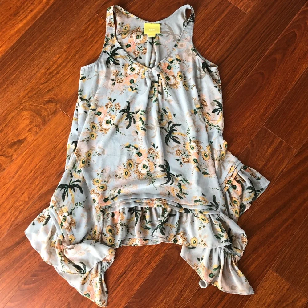 Maeve Anthropologie Floral Ruffled Shirt Dress - Picture 1 of 6